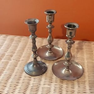 Set of 3 brass candle holders
